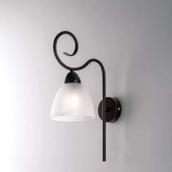Applique 1 Luce Ferro Batturo Nero e Ruggine e Vetro Bianco Serie Aurelio | Be Light