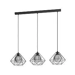 Lampadario Industrial Vernham 3 Luci Acciaio Nero