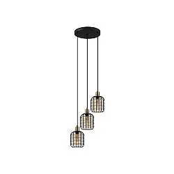 Lampadario Moderno Chisle 3 Luci Acciaio Nero