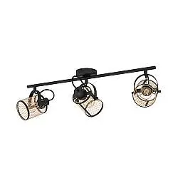 Plafoniera Industrial Dellow 3 Luci Acciaio Nero E