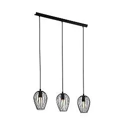 Lampadario Industrial Newtown 3 Luci Acciaio Nero