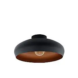 Plafoniera Contemporanea Mogano 1 Luce Acciaio Nero E Rame