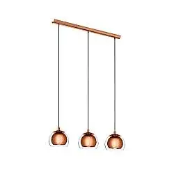 Lampadario Contemporaneo Rocamar 3 Luci Acciaio Rame
