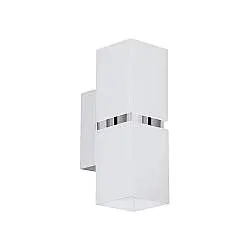 Applique Moderna Passa 2 Luci Acciaio Cromo E Bianco Diffusori Quadrati