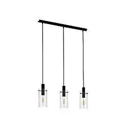Lampadario Industrial Montefino 3 Luci Acciaio Nero