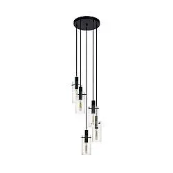 Lampadario Industrial Montefino 5 Luci Acciaio Nero