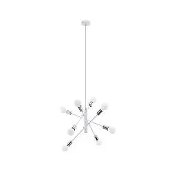 Lampadario Industrial Gradoli 8 Luci Acciaio Bianco E Cromo