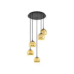 Lampadario Contemporaneo Albaraccin 5 Luci Metallo Nero
