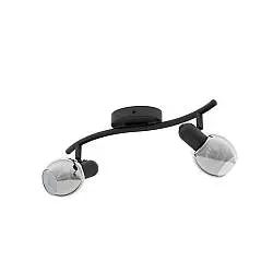 Plafoniera Moderna Pollica 2 Luci Acciaio Nero