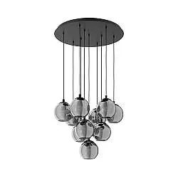 Lampadario Moderno Ariscani 10 Luci Acciaio Nero