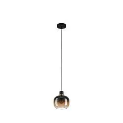 Lampadario Contemporaneo Oilella 1 Luce Acciaio Nero E Ottonediffusore Marrone
