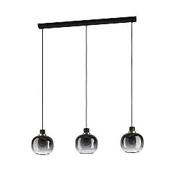 Lampadario Contemporaneo Oilella 3 Luci Acciaio Nero E Ottone Diffusore Nero
