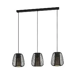 Lampadario Contemporaneo Curasao 3 Luci Acciaio Nero