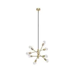 Lampadario Industrial Gradoli 1 8 Luci Acciaio Ottone Spazzolato