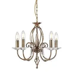 Lampadario Classico Aegean Acciaio Ottone Anticato 5 Luci E14