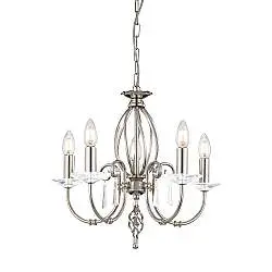 Lampadario Classico Aegean Acciaio Nichel Lucido 5 Luci E14