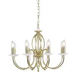 Lampadario Classico Aegean Acciaio Ottone Lucido 8 Luci E14