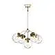 Lampadario Contemporaneo Cosmos Acciaio Crema Vetro Ottone 5 Luci E14