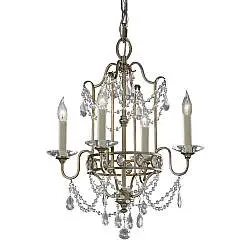 Lampadario Classico Gianna Cristallo Argento Dorato Vetro Oro 4 Luci E14