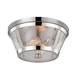 Plafoniera Contemporanea Harrow Alluminio Nichel Lucido Vetro 2 Luci E27