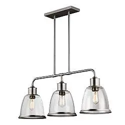 Lampadario Contemporaneo Hobson Acciaio Nichel Satinato 3 Luci E27