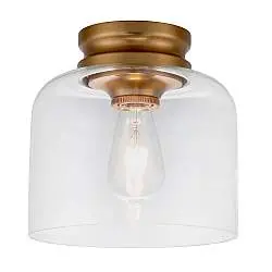 Plafoniera Contemporanea Hounslow Acciaio Ottone Brunito Vetro 1 Luce E27