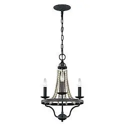 Lampadario Classico Nori Acciaio Zinco Scuro Anticato Legno Grigio 3 Luci E14