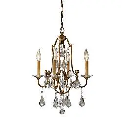 Lampadario Classico Valentina Acciaio Bronzo Ossidato Vetro 4 Luci E14