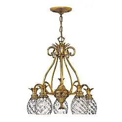 Lampadario Contemporaneo Plantation Ottone Bronzo Brunito Vetro 5 Luci E27