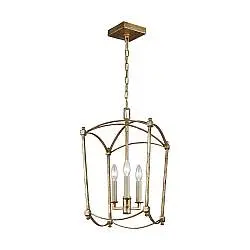 Lampadario Industrial Nordico Thayer Acciaio Doratura Anticata 3 Luci E14