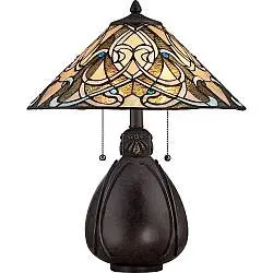 Abatjour Tiffany India Metallo Bronzo Imperiale 2 Luci E27