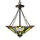 Lampadario Tiffany Inglenook Metallo Bronzo Valiant Piramide 3 Luci E27