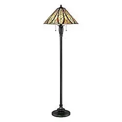 Piantana Tiffany Victory Vetro Bronzo Valiant 2 Luci E27