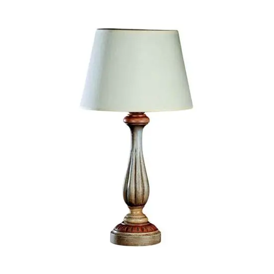 Lume In Legno Classico Avorio E Rosa Antico Con Paralume 1 Luce Allodola | LuceArt