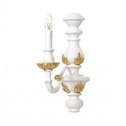 Applique In Legno Classico Bianco Oro Naturale 1 Luce Fenicottero