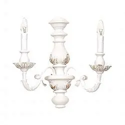 Applique In Legno Classico Bianco Opaco 2 Luci Fenicottero