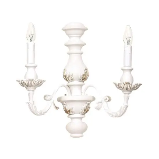 Applique In Legno Classico Bianco Opaco 2 Luci Fenicottero | LuceArt