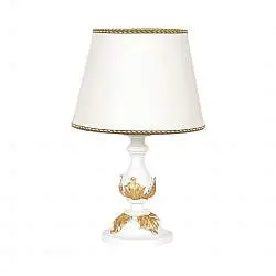 Lumetto In Legno Classico Bianco Oro Naturale Con Paralume 1 Luce Fenicottero