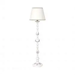 Lampada Da Terra In Legno Classico Bianco Opaco Con Paralume Fenicottero