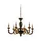 Lampadario In Legno Classico Verde Etrusco Oro 6 Luci Piccione