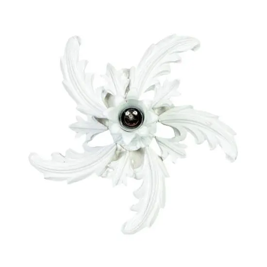 Plafoniera In Legno Classico Bianco Lucido 1 Luce Pappagallo | LuceArt