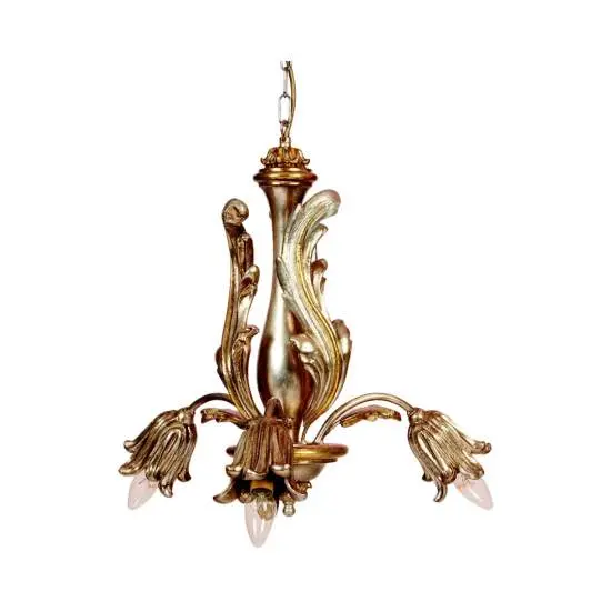 Lampadario In Legno Classico Argento Mecca 3 Luci Pappagallo | LuceArt