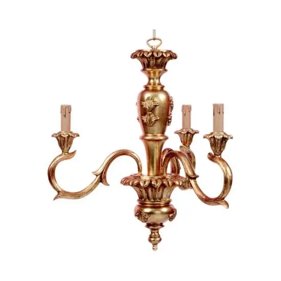 Lampadario In Legno Classico Oro 3 Luci Picchio | LuceArt