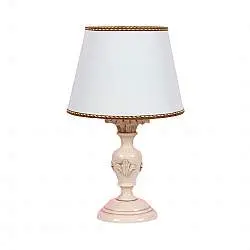 Lumetto In Legno Classico Avorio Patinato Con Paralume 1 Luce Picchio