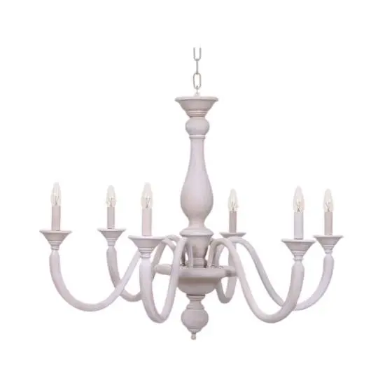 Lampadario In Legno Classico Tortora Sbiancato 6 Luci Laridi | LuceArt