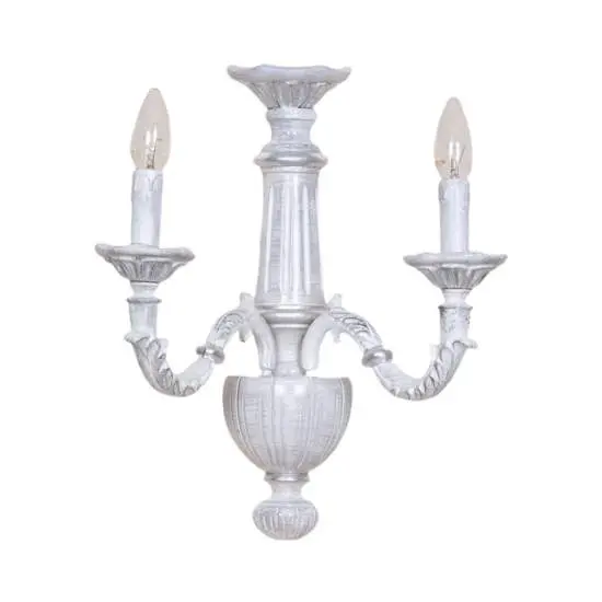 Applique In Legno Classico Bianco Argento Grigio Sfumato 2 Luci Sternidi | LuceArt