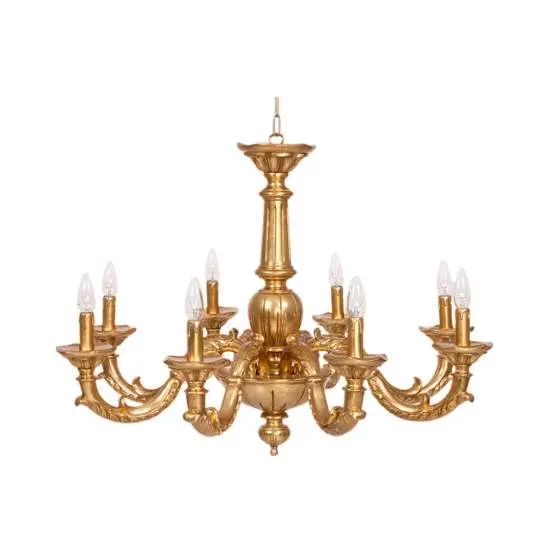 Lampadario In Legno Classico Oro 8 Luci Sternidi | LuceArt