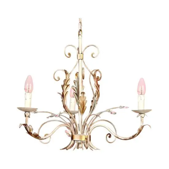 Lampadario Classico In Ferro Bianco Oro Polvere 3 Luci Sterna | LuceArt