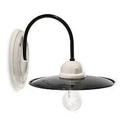 Applique Industrial Potenza Ferro E Ceramica Nero E Decorata Lucida 1 Luce E27