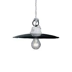 Lampadario Industrial Potenza Ferro E Ceramica Nero Diam. 25Cm 1 Luce E27